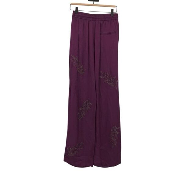 Zara Purple Beaded Embroidered High Waist Drawstring Kimono And Pants Set Sz XS - Picture 10 of 11